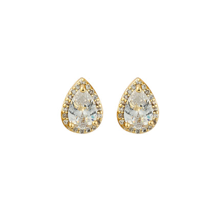 Aretes De Presión Con Diseño De Cobre Con Forma De Gota De Agua Y Circonitas