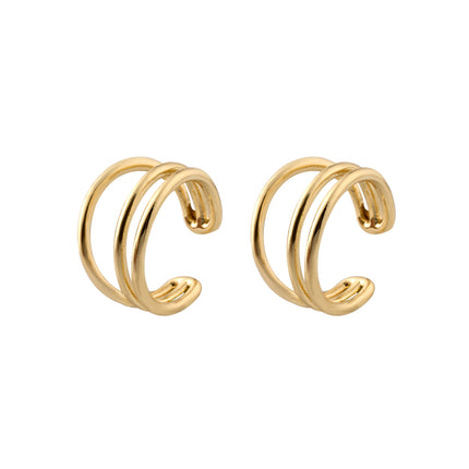 Aretes De Múltiples Círculos En U Chapados En Oro 14K, Earcuff Estilo Moderno