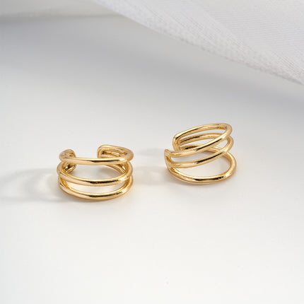Aretes De Múltiples Círculos En U Chapados En Oro 14K, Earcuff Estilo Moderno