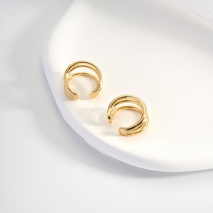 Aretes De Múltiples Círculos En U Chapados En Oro 14K, Earcuff Estilo Moderno