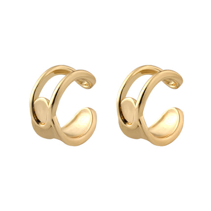 Aretes De Doble Capa En C Oro 14K, Ear Cuff Estilo Simple Y Elegante