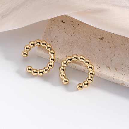 Pendiente Elegante Mujer En Forma C Con Pequeñas Cuentas Pinzas Para Orejas