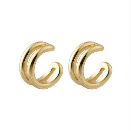 Aretes Chapado En Oro 14K, Earcuff Forma De U Estilo Retro y Simple