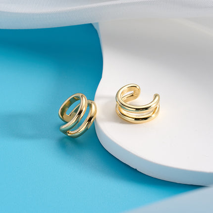 Aretes Chapado En Oro 14K, Earcuff Forma De U Estilo Retro y Simple