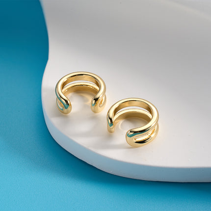 Aretes Chapado En Oro 14K, Earcuff Forma De U Estilo Retro y Simple