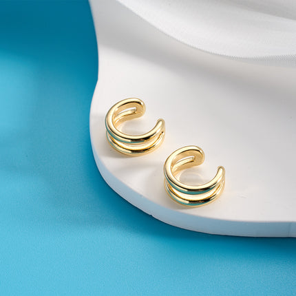 Aretes Chapado En Oro 14K, Earcuff Forma De U Estilo Retro y Simple