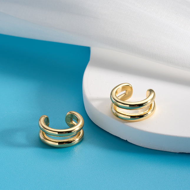 Aretes Chapado En Oro 14K, Earcuff Forma De U Estilo Retro y Simple