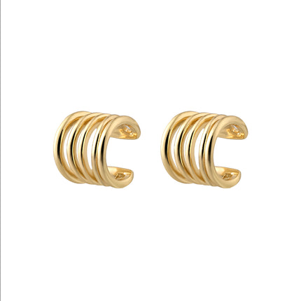 Pendiente Multicapa Diseño Hueco Arete De Moda Chapado En Oro 14K