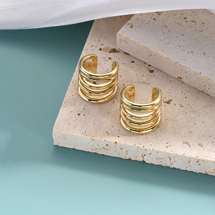 Pendiente Multicapa Diseño Hueco Arete De Moda Chapado En Oro 14K