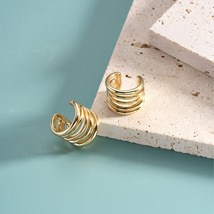Pendiente Multicapa Diseño Hueco Arete De Moda Chapado En Oro 14K