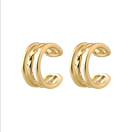 Aretes En Forma De U Minimalista Chapados En Oro 14K Earcuff Moda Para Mujer