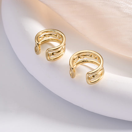 Aretes En Forma De U Minimalista Chapados En Oro 14K Earcuff Moda Para Mujer