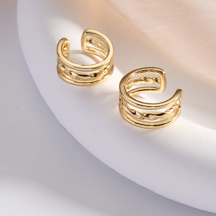 Aretes En Forma De U Minimalista Chapados En Oro 14K Earcuff Moda Para Mujer