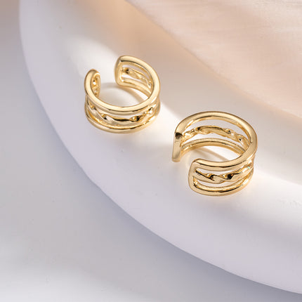Aretes En Forma De U Minimalista Chapados En Oro 14K Earcuff Moda Para Mujer