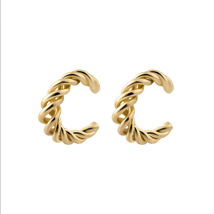 Aretes C-shaped Diseño Trenzado Enchapados Cobre Earcuff Elegante