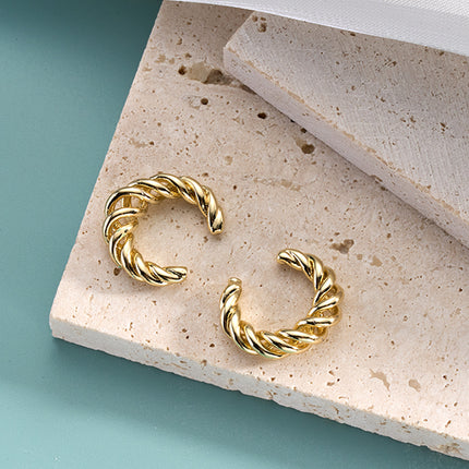 Aretes C-shaped Diseño Trenzado Enchapados Cobre Earcuff Elegante