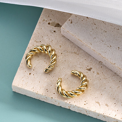 Aretes C-shaped Diseño Trenzado Enchapados Cobre Earcuff Elegante