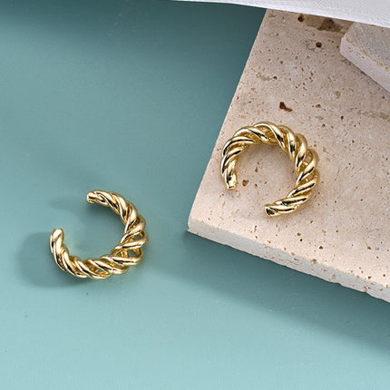 Aretes C-shaped Diseño Trenzado Enchapados Cobre Earcuff Elegante
