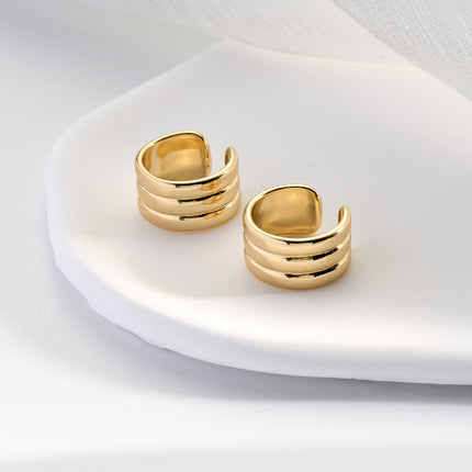 Aretes En Oro 14K Earcuff Ligera Diseño Minimalista Moda Para Mujer