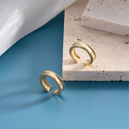 Aretes Retro Francés En C Chapado En Oro 14K, Ear Cuff De Cobre Sencillo