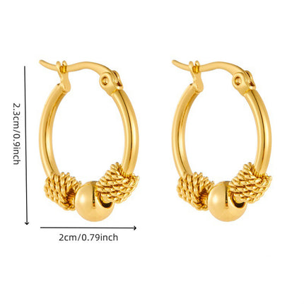 Aretes Geométricos De Acero Inoxidable Dorados Con Detalles De Cuentas