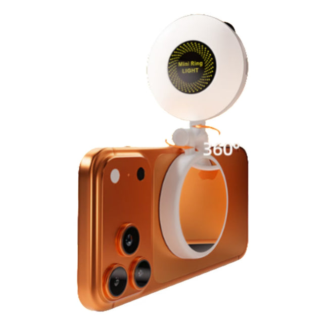 Luz de relleno magnética para móvil celular con espejo de maquillaje integrado, 3 temperaturas de color, mini luz portátil plegable para selfies y grabación