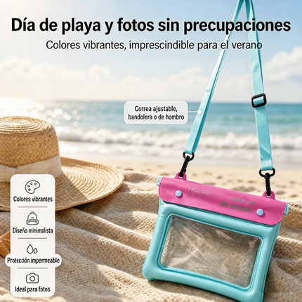 Bolso bandolera impermeable flotante para móvil, Funda bolsa celular universal gran capacidad táctil, correa ajustable para playa, rafting y piscina