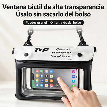 Bolso bandolera impermeable flotante para móvil, Funda bolsa celular universal gran capacidad táctil, correa ajustable para playa, rafting y piscina