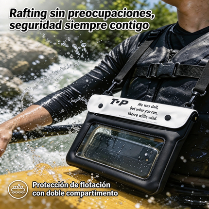 Bolso bandolera impermeable flotante para móvil, Funda bolsa celular universal gran capacidad táctil, correa ajustable para playa, rafting y piscina