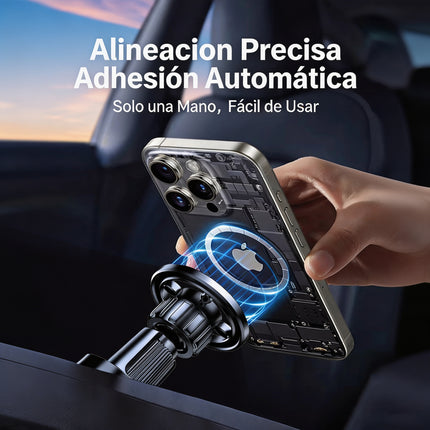 Soporte Magnético para Celular de Ventilación de Auto Coche, Giro 360°, Gancho Metálico Antideslizante Estable