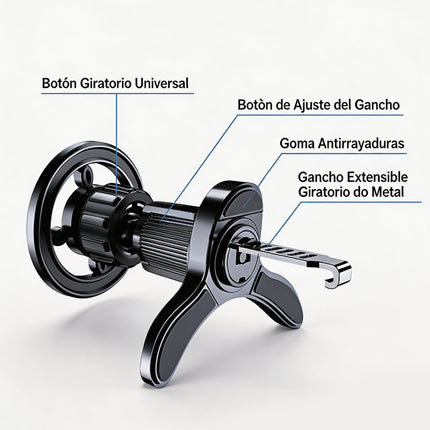 Soporte Magnético para Celular de Ventilación de Auto Coche, Giro 360°, Gancho Metálico Antideslizante Estable
