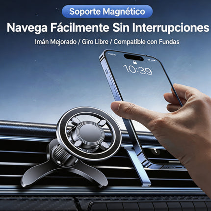 Soporte Magnético para Celular de Ventilación de Auto Coche, Giro 360°, Gancho Metálico Antideslizante Estable