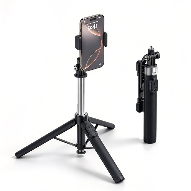 Selfie Palo Stick Tripod Extensible X2 Pro 1.3m para Celular con Control Remoto Inalámbrico para Vlog y Grabación de Videos
