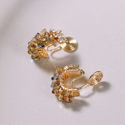 Aretes De Clip Vintage Brillantes Irregulares Pendientes Diseño De lujo