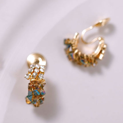 Aretes De Clip Vintage Brillantes Irregulares Pendientes Diseño De lujo