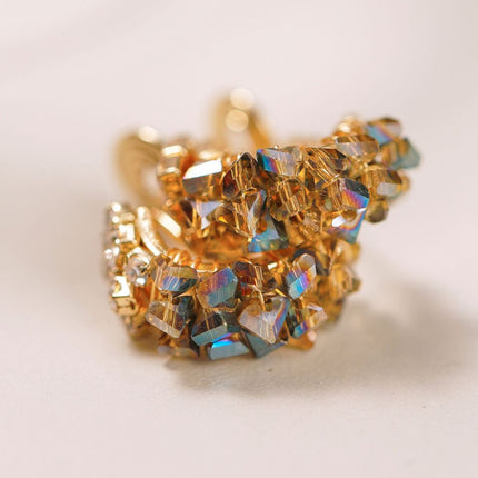 Aretes De Clip Vintage Brillantes Irregulares Pendientes Diseño De lujo