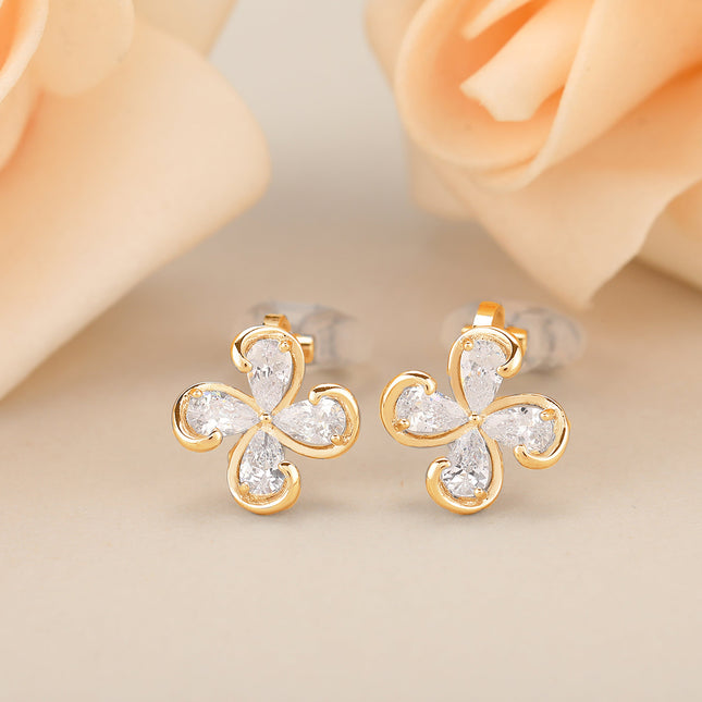 Aretes En La Oreja Ear Cuff Floral De Cuatro Pétalos, Estilo Elegante