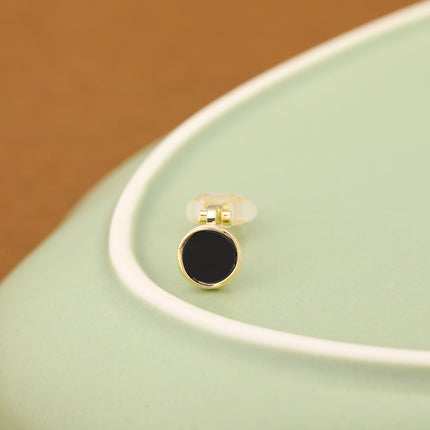 Aretes En La Oreja Clásico Negro Ear Cuff Dorados Diseño Redondo