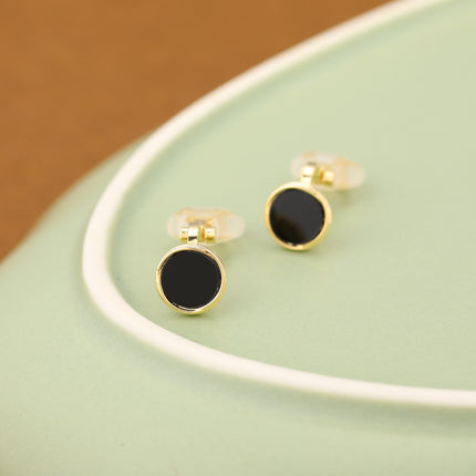Aretes En La Oreja Clásico Negro Ear Cuff Dorados Diseño Redondo
