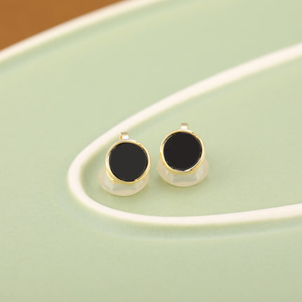 Aretes En La Oreja Clásico Negro Ear Cuff Dorados Diseño Redondo