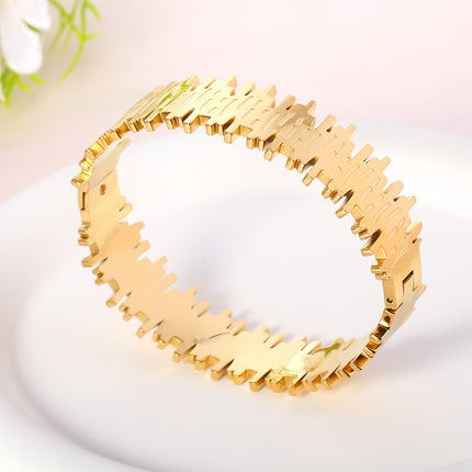 Pulsera Brazalete De Acero Inoxidable Con Barra Rectangular Irregular