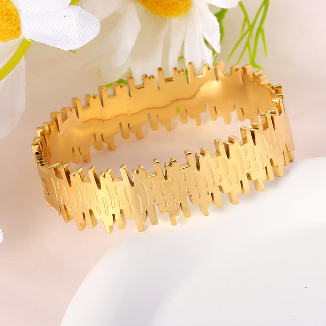 Pulsera Brazalete De Acero Inoxidable Con Barra Rectangular Irregular