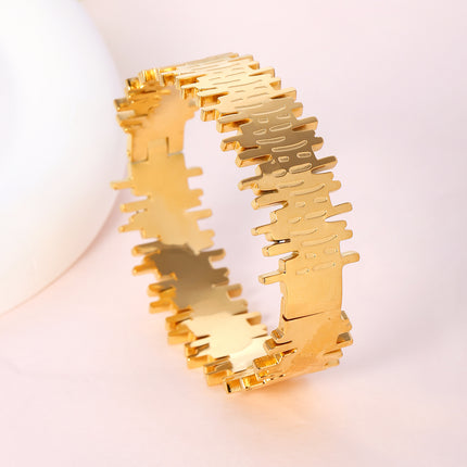 Pulsera Brazalete De Acero Inoxidable Con Barra Rectangular Irregular