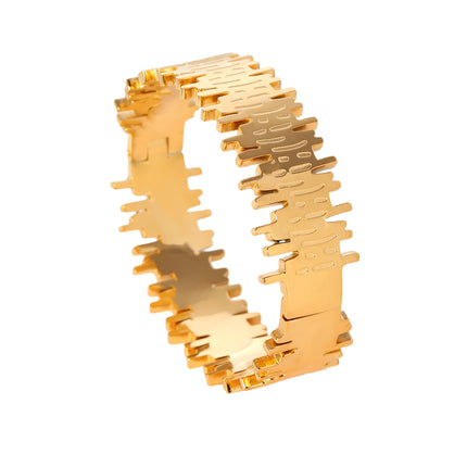 Pulsera Brazalete De Acero Inoxidable Con Barra Rectangular Irregular