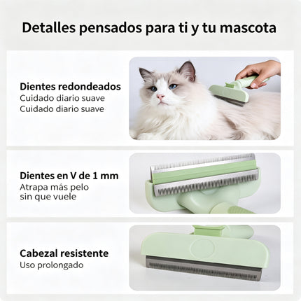 Cepillo Deslanador Mascotas Perros y Gatos Autolimpiante Pelo Suave