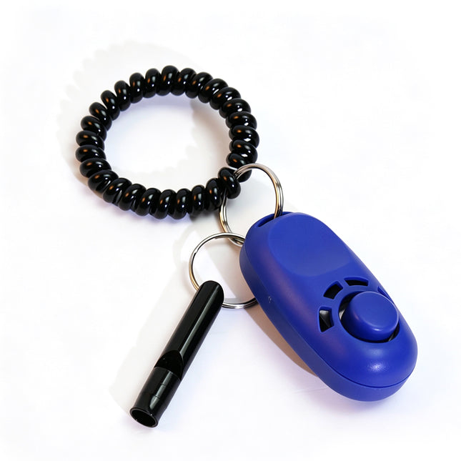 Clicker de Entrenamiento para Perros y Gatos con Silbato 2 en 1, Herramienta de Adiestramiento Positivo con Correa de Muñeca