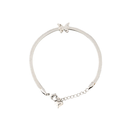 Pulsera De Acero Inoxidable Con Mariposa En Acabado Mate, Estilo Elegante