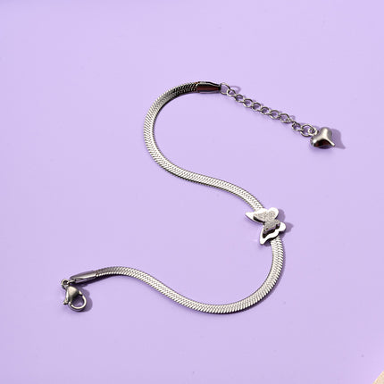 Pulsera De Acero Inoxidable Con Mariposa En Acabado Mate, Estilo Elegante