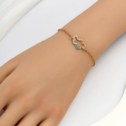 Pulsera De Acero Inoxidable Con Colgante De Nube Multicolor Moderna
