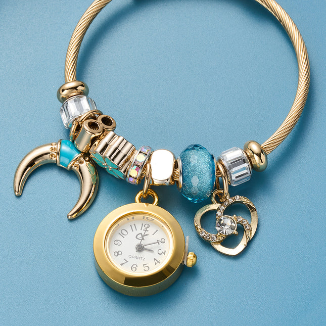 Pulsera De Acero Inoxidable Con Colgantes De Reloj De Cuarzo Elegante Casual